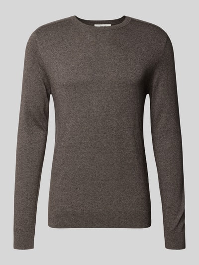 SELECTED HOMME Sweter z dzianiny o kroju regular fit z czystej bawełny model ‘BERG’ Jasnobrązowy 2