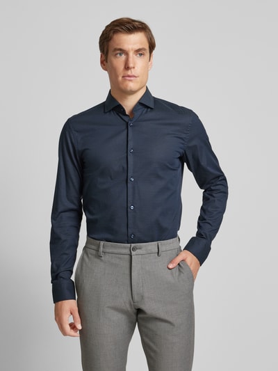 BOSS Slim Fit Business-Hemd mit Knopfleiste Bleu 4