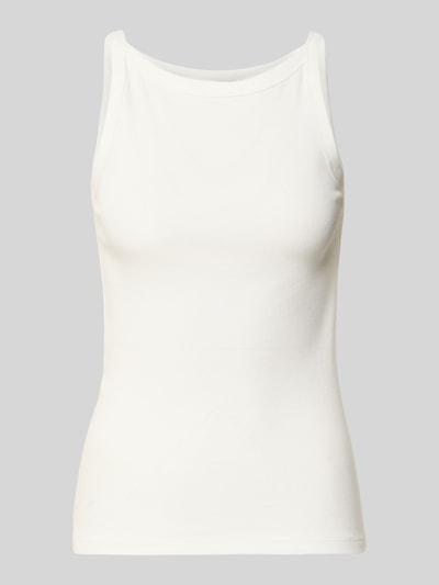 Produktfoto, Trägertop in Ripp-Optik Modell 'Izli' von OPUS aus Baumwoll-Elasthan-Mix, Slim-Fit, cremefarben, Rückenlänge 51 cm bei Größe 36