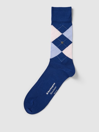 Burlington Socken mit Karomuster Modell 'MANCHESTER' Dunkelblau 1