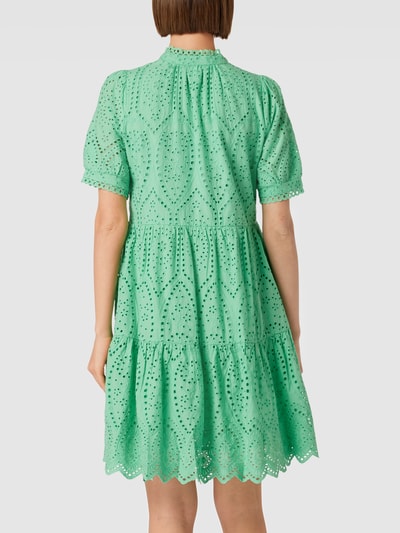 YAS Mini-jurk met broderie anglaise, model 'Holi' Groen - 5