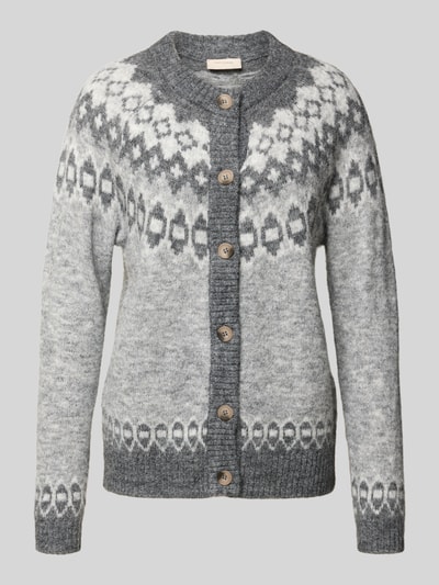 FREE/QUENT Gebreid jack met ronde hals, model 'Novala' Antraciet - 2