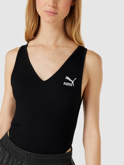 Puma Body met logostitching, model 'Classics Ribbed Bodysuit' Zwart - 3