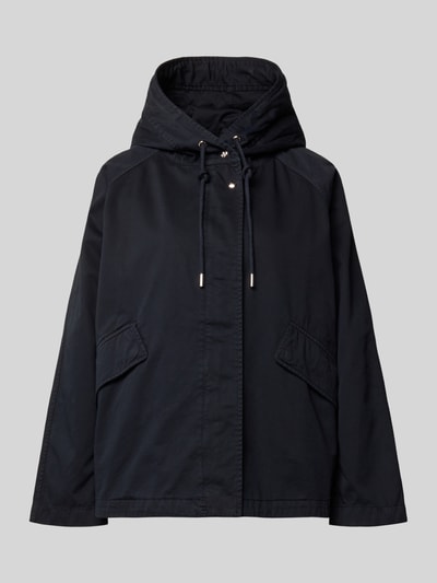 Produktfoto, Regular Fit Jacke aus reiner Baumwolle von Marc O'Polo, jednolity kolor granatowy, z kapturem i patkami, długi rękaw, czysta bawełna