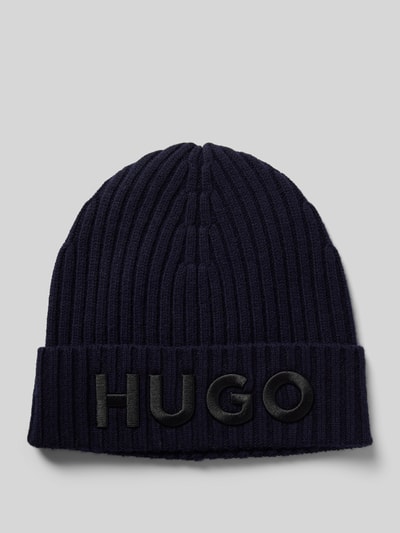 HUGO Beanie met labeldetail Marineblauw - 1