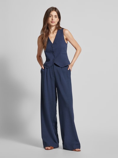 Rich & Royal Wide leg pantalon met structuurmotief Marineblauw gemêleerd - 1