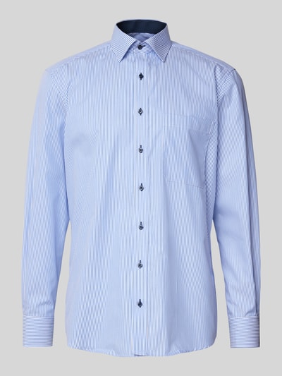 ETERNA Comfort fit zakelijk overhemd met borstzak Koningsblauw - 2