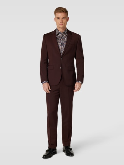 BOSS Slim fit zakelijk overhemd met all-over motief, model 'Hank' Bordeaux - 1