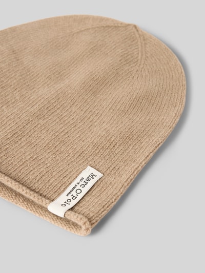 Produktfoto, Beanie mit Label-Patch aus Woll-Mix von Marc O'Polo in Beige, feine Rippstruktur, Damen Mütze von Marc O'Polo