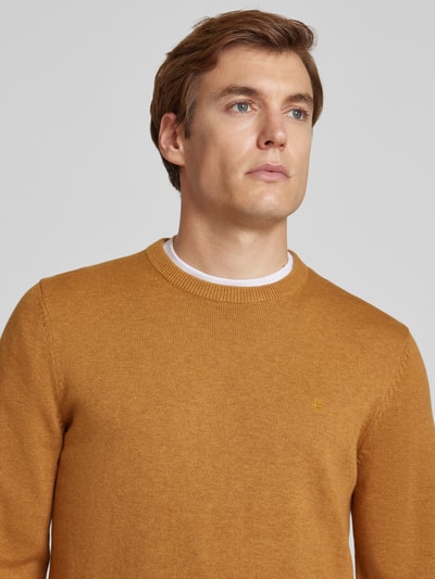 Christian Berg Men Strickpullover mit Woll-Anteil und Rundhalsausschnitt Dunkelgelb Melange 3