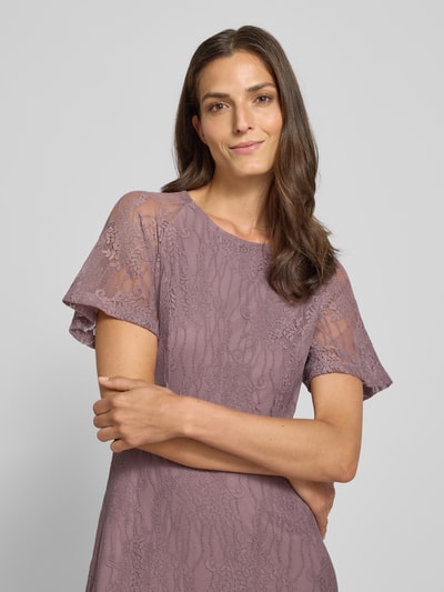 Vila Długa sukienka z koronki z okrągłym dekoltem Fiołkoworóżowy 3