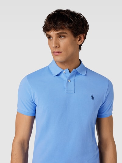 Polo Ralph Lauren Slim Fit Poloshirt mit Label-Stitching Hellblau 3