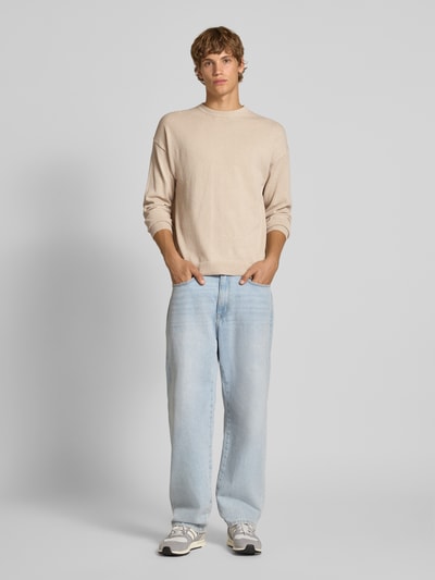 Only & Sons Relaxed Fit Strickpullover mit Baumwoll-Anteil Modell 'JOB' Beige 1