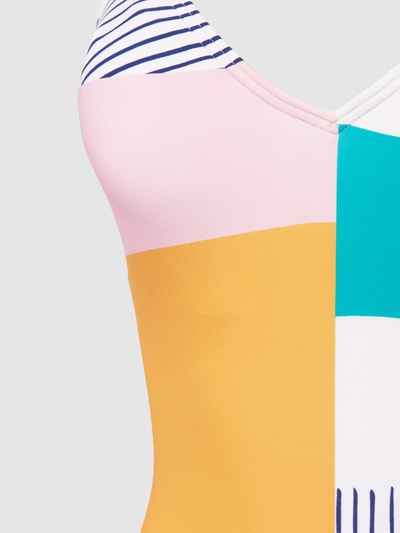 Damen Badeanzug 2-teilig Mit U-Ausschnitt - Colour-Blocking Design Mit Bauchkontrolle