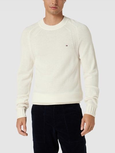 Tommy Hilfiger Strickpullover aus Wolle mit Label-Stitching Offwhite 4