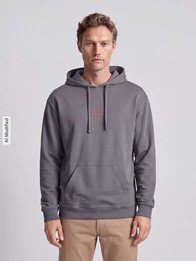 HUGO bluza rozpinana o kroju regular fit z mieszanki bawełny model 'Laze Hoodie' Średnioszary 4