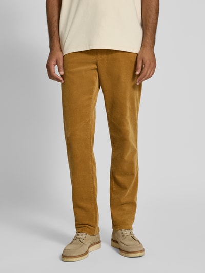 Christian Berg Men Straight fit corduroy broek met Franse steekzakken Donkergeel - 4