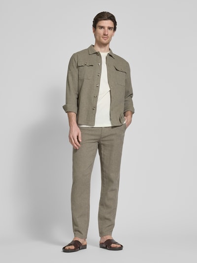 Lindbergh Relaxed Fit Hemdjacke mit Brusttaschen Oliv 1