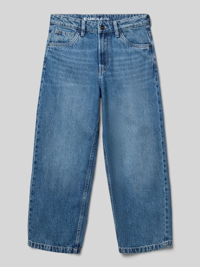 Productfoto, Baggy Fit Jeans met steekzakken model 'Jaysen' van Garcia in effen blauw katoen met wijde pijpen, kinderjeans
