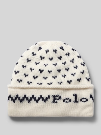 Polo Ralph Lauren Mütze aus Alpakawolle mit Logo-Schriftzug Offwhite 1