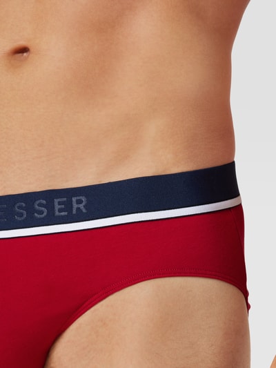 Schiesser Slip met labeldetails, model 'Rio' in een set van 3 stuks Rood - 3