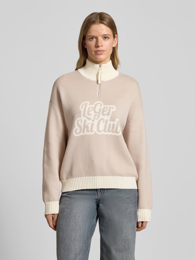 LeGer by Lena Gercke Oversized Strickpullover mit Stehkragen Modell 'Charis' Beige 4