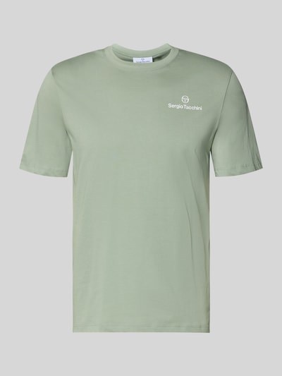 Produktfoto, Regular Fit T-Shirt mit Logo-Print von SERGIO TACCHINI aus Reine Baumwolle in hellgrün, Rundhalsausschnitt, Rückenlänge 69 cm bei Größe M.