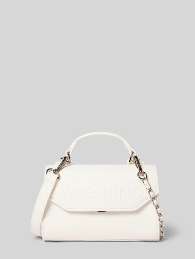 Produktfoto, Shoulder Bag on Leder-Optik Modell 'Pandia' von VALENTINO BAGS, weiß, glatte Textur, Ketten-Schulterriemen, Szerokość w rozmiarze 1: 20 cm, długość 14 cm, głębokość 7 cm, długość paska 117 cm, logo z przodu, główna komora z klapką i zamkiem błyskawicznym