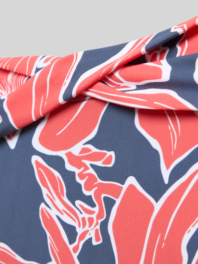 Produktfoto, Bikini-Slip mit Raffungen Modell 'Camolo' von Barts aus Material-Mix mit Stretch-Anteil, florales Muster in Blau und Korallrot, Regular-Fit