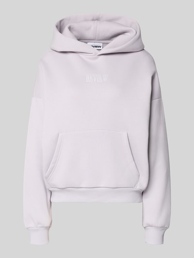 Produktfoto, Relaxed Fit Sweatshirt mit Logo-Print von Review aus Baumwoll-Mix in hellem Fliederton, elastische Abschlüsse, Känguru-Tasche
