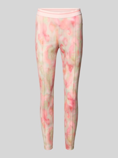 Produktfoto, Leggings met lengtenaden en elastische band van Marc Cain in materiaalmix met stretch, nauwsluitend, all-over look, roze tinten, productfoto