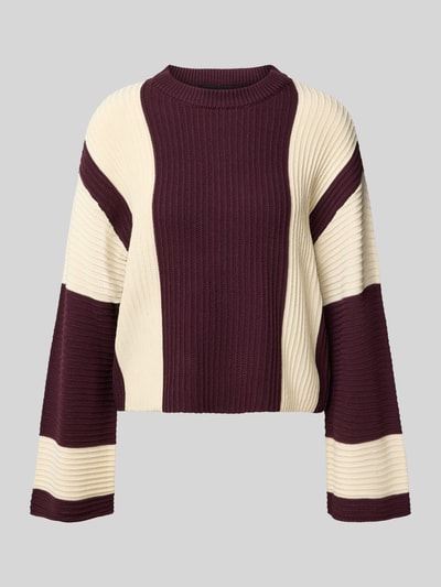 Vero Moda Sweter z dzianiny o kroju regular fit z mieszanki bawełny model ‘GIGI’ Ciemnoczerwony 2