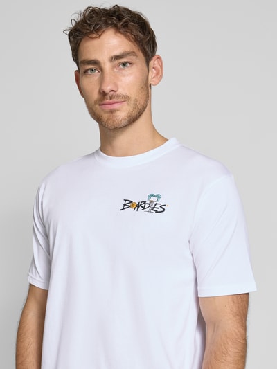 BOARDIES T-shirt met motief- en labelprint, model 'Long Shot' Wit - 3
