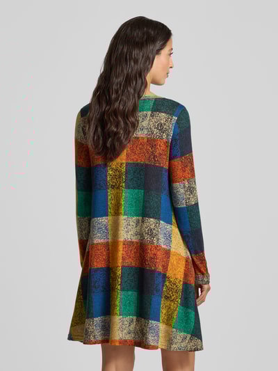 Apricot Minikleid mit geripptem Rundhalsausschnitt Rostrot 5