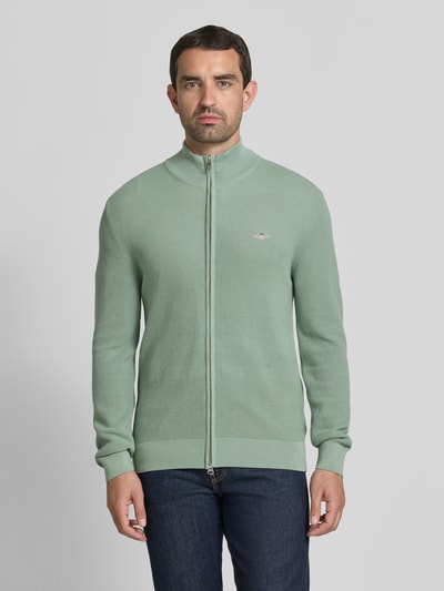 GANT Kardigan rozpinany o kroju regular fit z czystej bawełny Miętowy 4