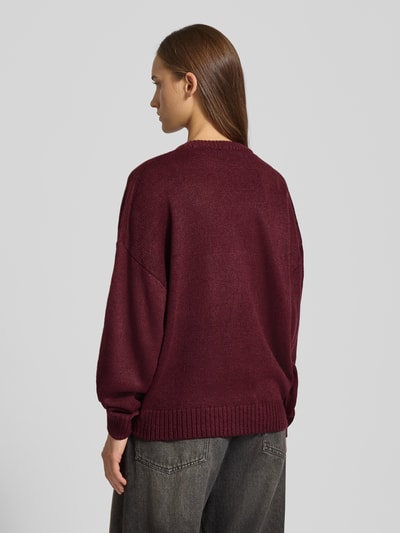 Review Sweter z dzianiny o kroju oversized z prążkowanymi wykończeniami Rdzawoczerwony 5