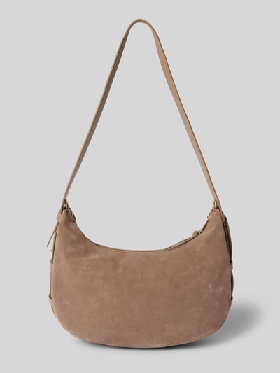 Hey Marly Lederhandtasche mit Label-Applikation Modell 'Lifetime Sister' Taupe 4