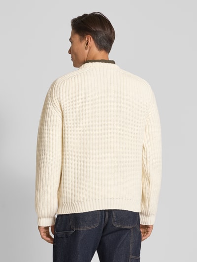 Forét Sweter z dzianiny z mieszanki wełny lana z okrągłym dekoltem Złamany biały 5