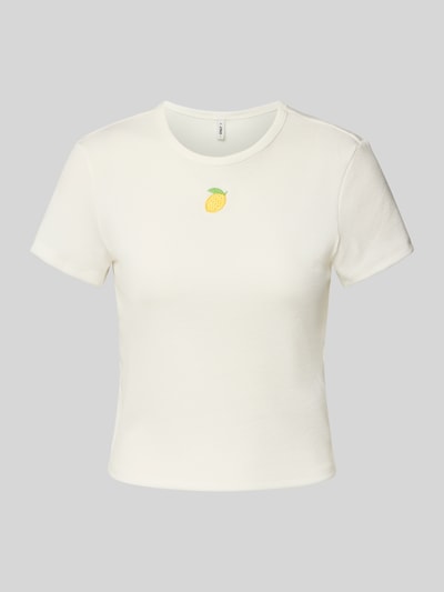 Only Regular fit T-shirt in riblook, model 'DANIELLA' Offwhite - 2