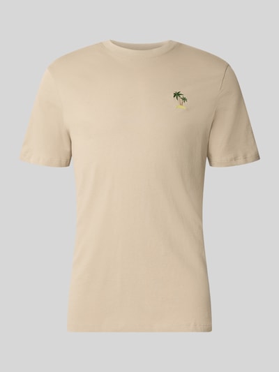 Produktfoto, Herren T-Shirt mit Stitching Modell 'KAAN' von Blend in Beige, Reine Baumwolle, Regular-Fit, Rundhalsausschnitt, Rückenlänge 68 cm bei Größe M