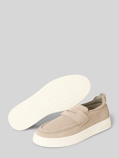 Produktfoto, Loafer aus echtem Leder Modell 'London' von Armani Exchange in Beige mit glatter Sohle, abgerundete Passform, 4 cm Absatzhöhe, 8 cm Schafthöhe, 13 cm Schaftweite, Herren Loafer.