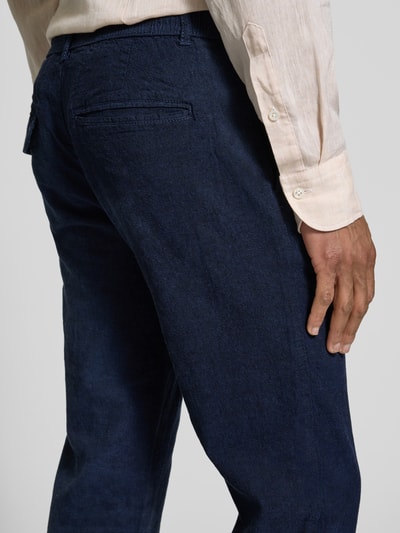 Lindbergh Tapered Fit Leinenhose mit elastischem Bund Blau 3