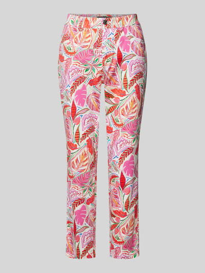 Gardeur Slim fit broek met all-over bloemenprint, model 'ZURI' Felroze - 2