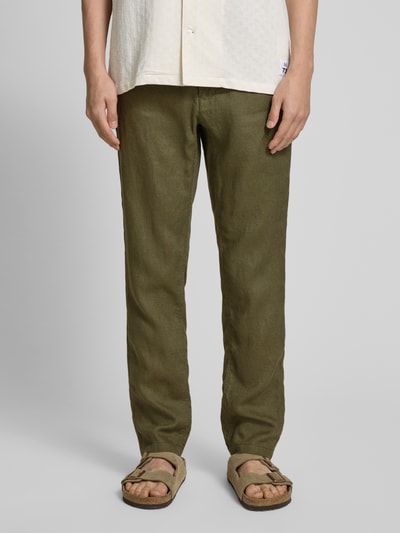 Gant Relaxed Fit Leinenhose mit Tunnelzug Oliv 4