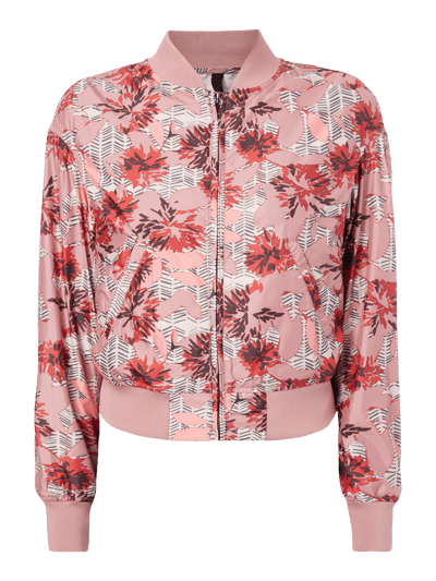 Blauer Usa Bomber mit floralem Muster Altrosa 2