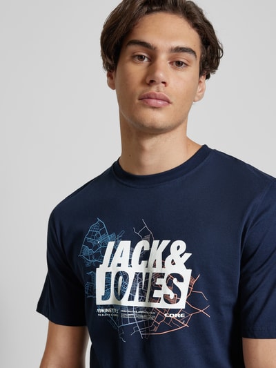 Jack & Jones T-shirt met labelprint Donkerblauw - 3