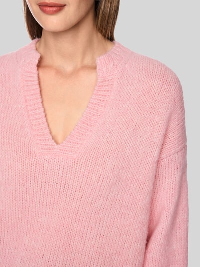 Marc Cain Pullover van wolmix met logodetail Rosé - 3