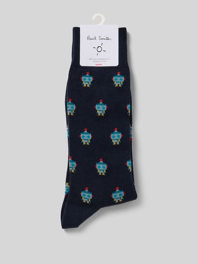 PAUL SMITH Socken mit gerippten Bündchen Modell 'YEN ROBOT' Marine 3