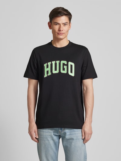 HUGO T-shirt z wyhaftowanym logo model ‘DEAKANDTI’ Czarny 4