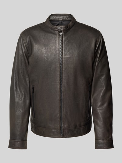 Strellson Slim Fit Lederjacke aus genarbtem Lammleder Modell 'JACE' Black 2